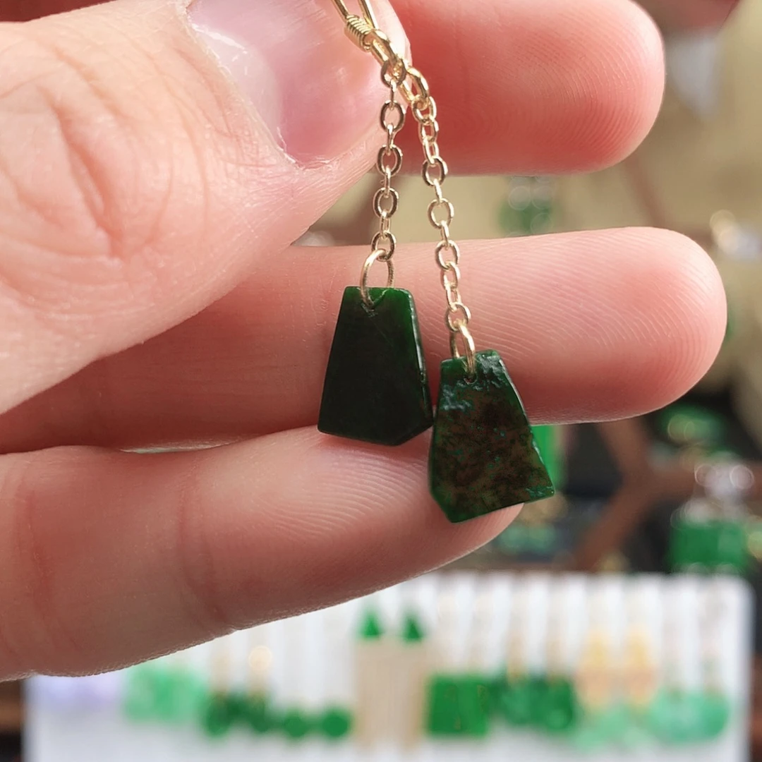 翡翠耳饰银S925镶嵌耳饰