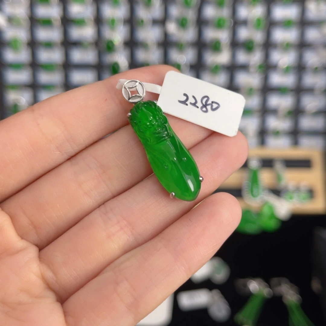 银S925镶嵌戒指翡翠龙柱吊坠