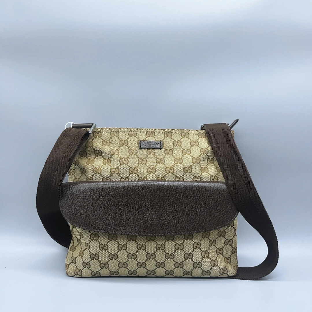 95新 GUCCI/古驰  老花拼皮单肩包  1663 7953
