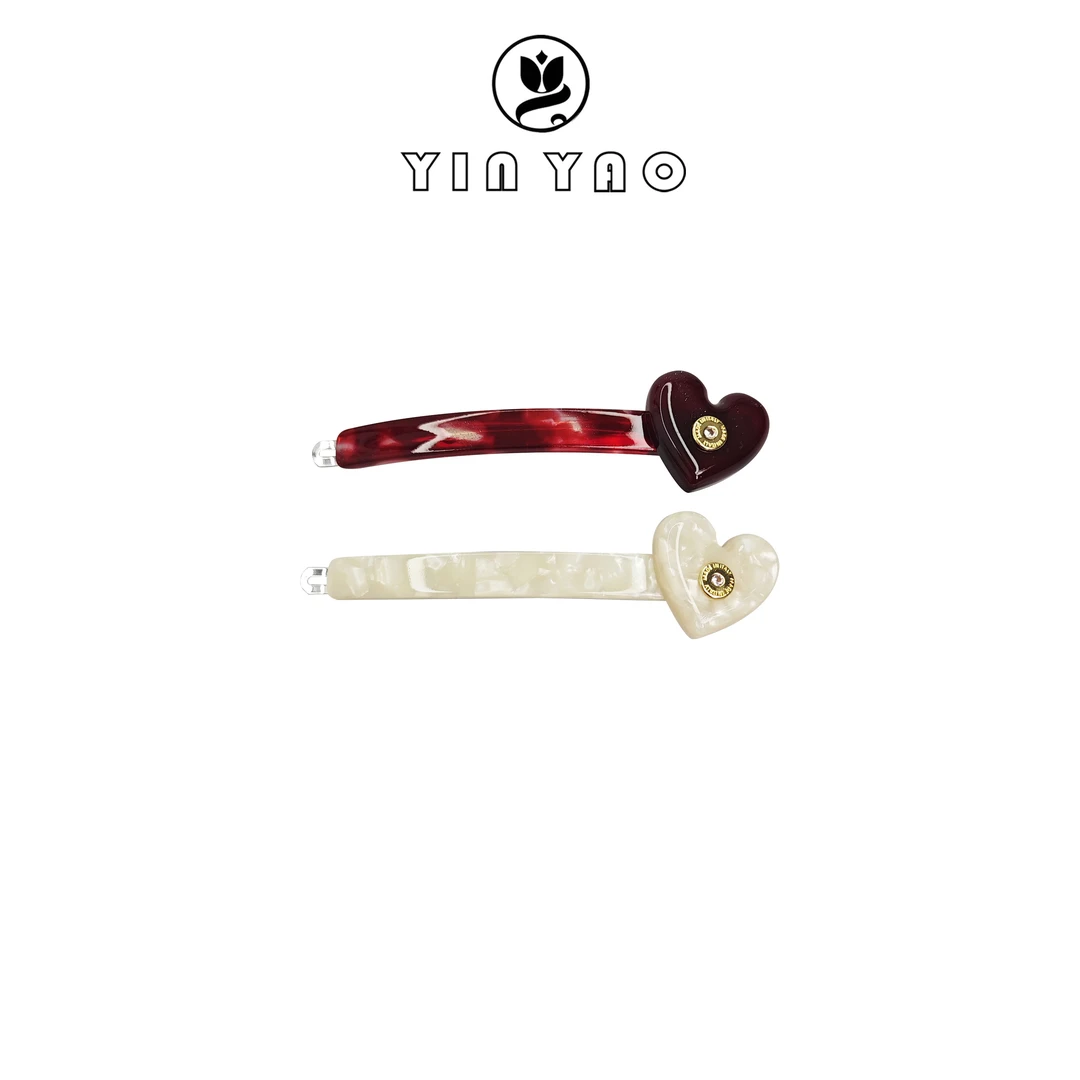 【杳饰】1639 原单设计爱心一字夹醋酸精致百搭高级边夹小众