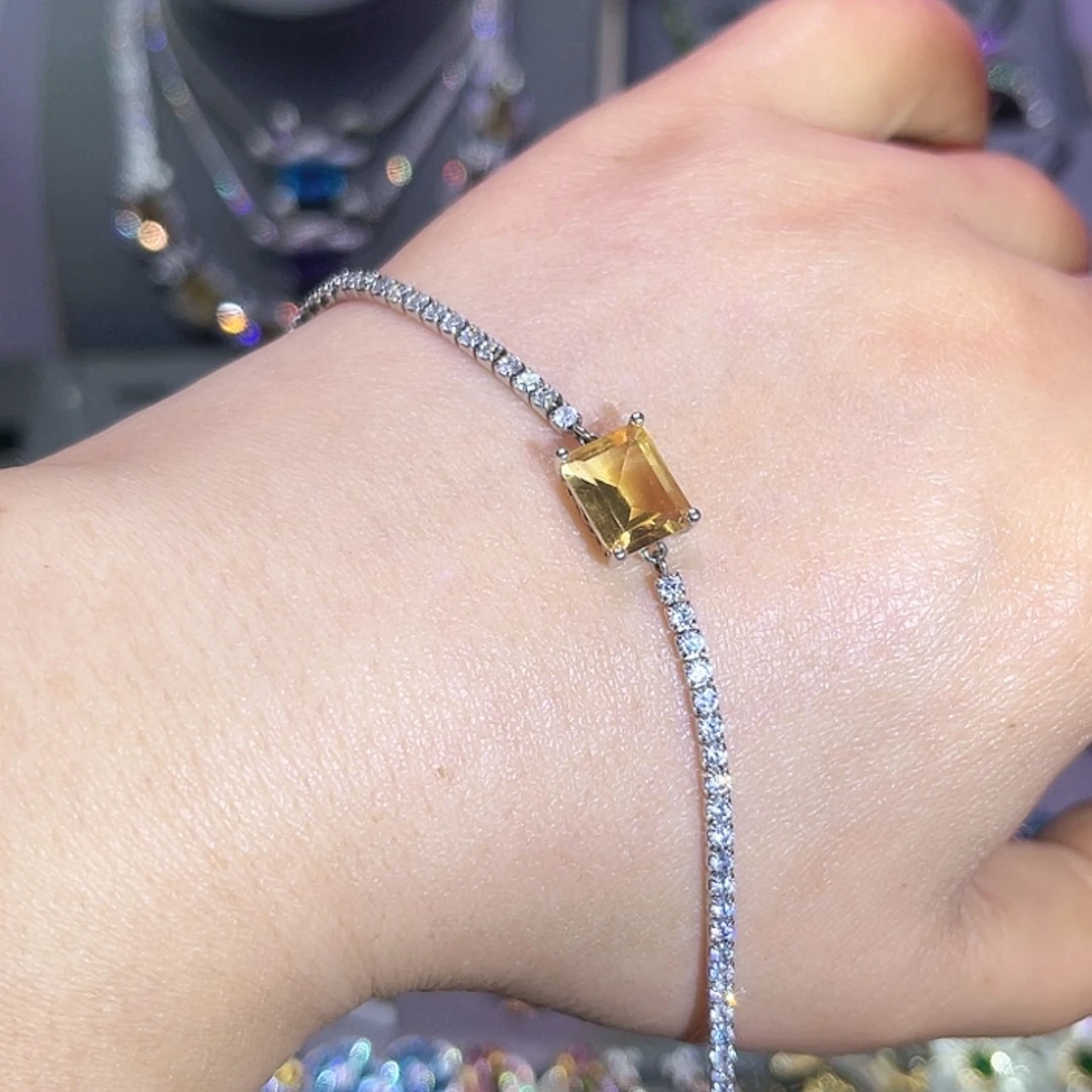 【闪购商品】黄晶手链银S925镶嵌手链