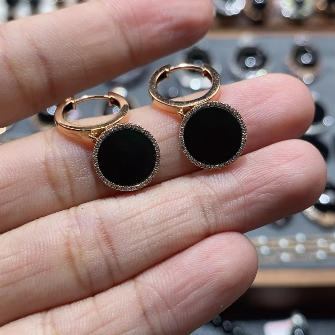 翡翠18K金镶嵌耳饰