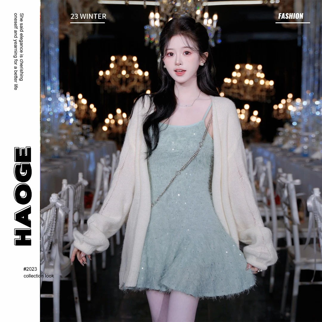 浩哥严选●白开水C3MY7633春款时尚编织设计感毛衣外套莫奈花园风