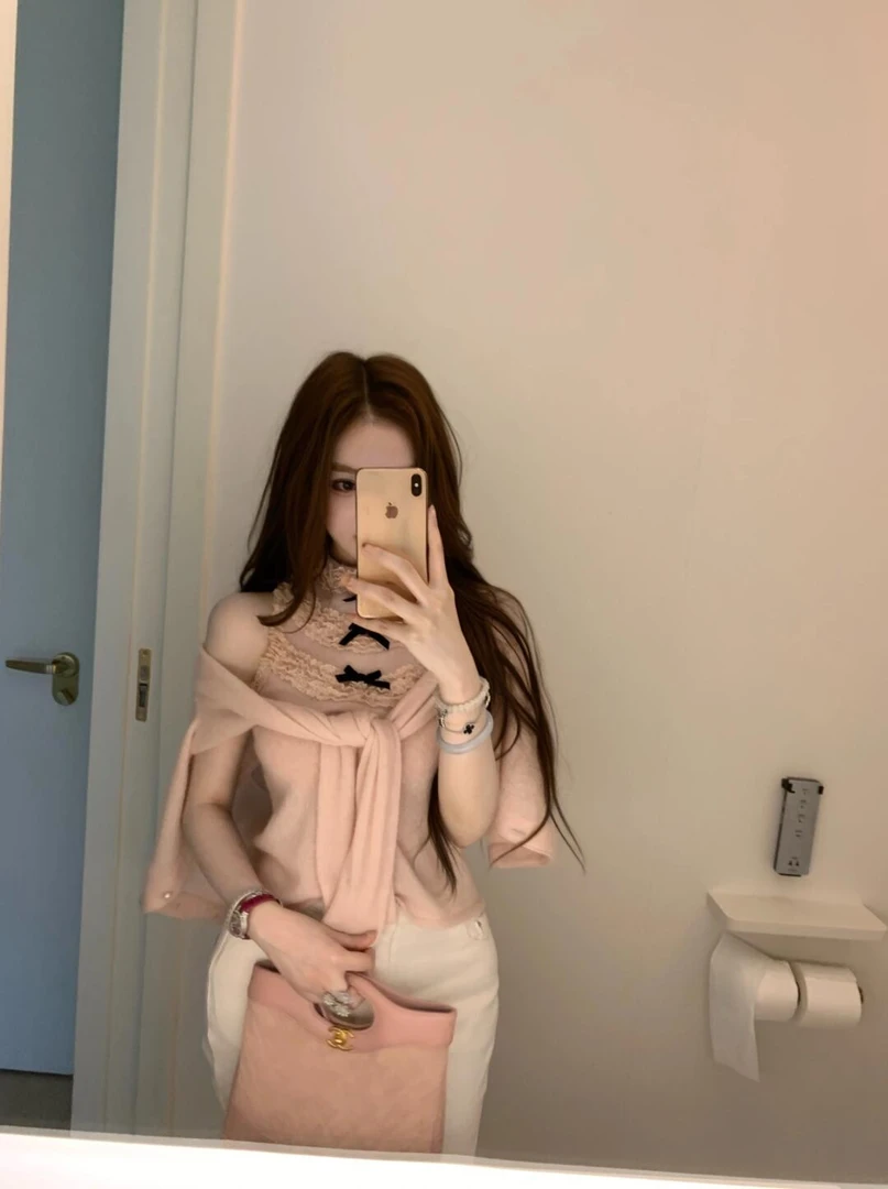 【Doll感甜美】多层蕾丝花边针织开衫背心上衣女春夏新款显瘦休闲裤