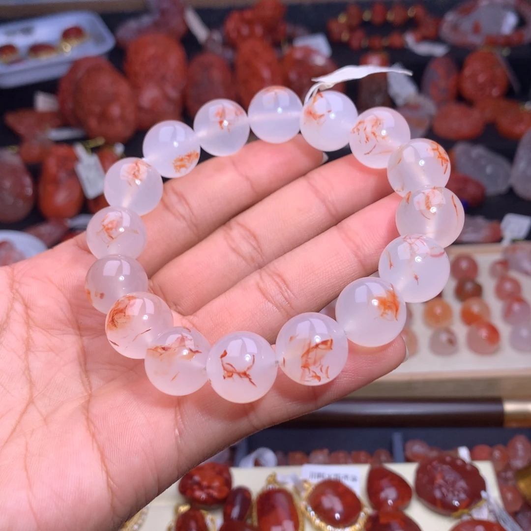 南红玛瑙未镶嵌珠宝半成品飘花手串14