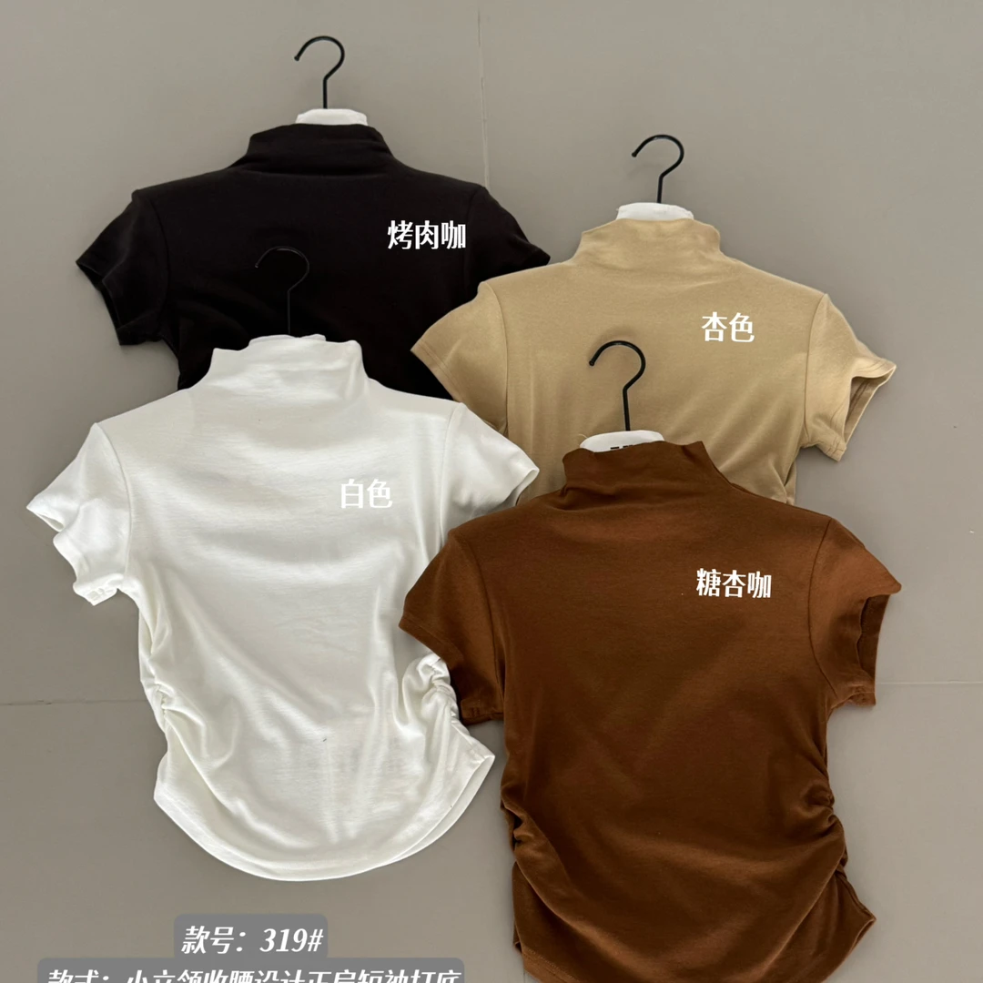 元熙-秋上新早秋新款半高领收腰显瘦短袖T恤夏季YS4-319