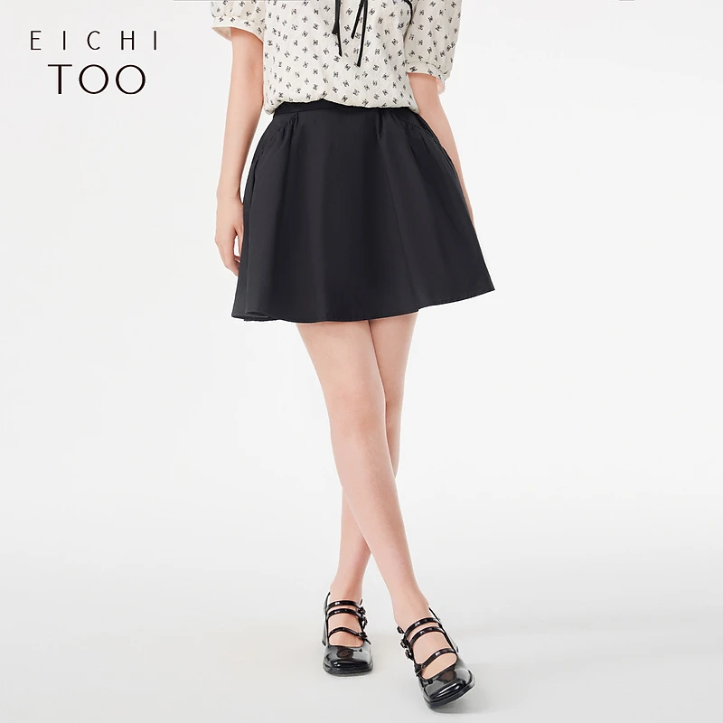 爱居兔夏季黑色时尚宽松半身裙伞裙EQDDJ2N022A
