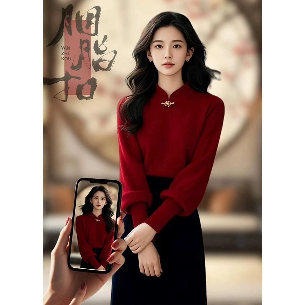 冬装搭配一整套大码胖mm新中式红色针织毛衣新年战袍气质套装裙女