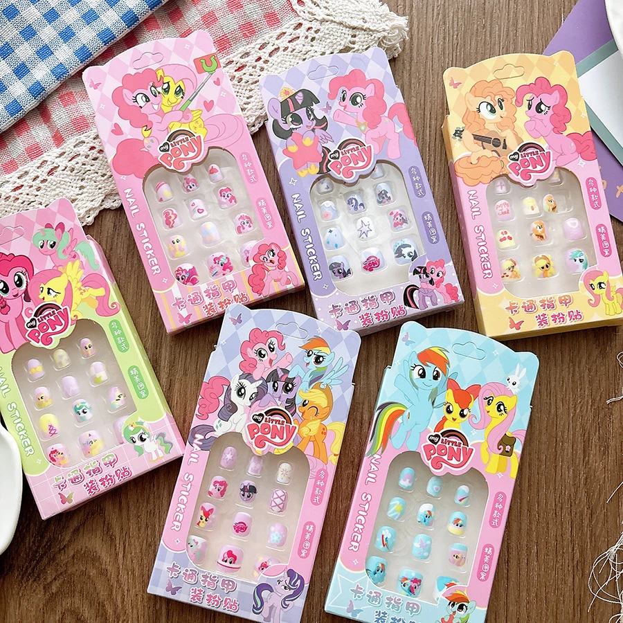 12片可爱卡通印花儿童指甲贴小马宝丽女童穿戴甲女孩diy美甲批发