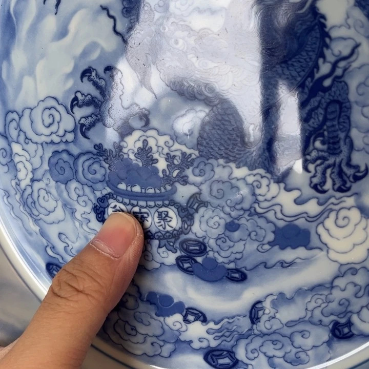 瓷片景德镇青花腾龙献宝大壶承