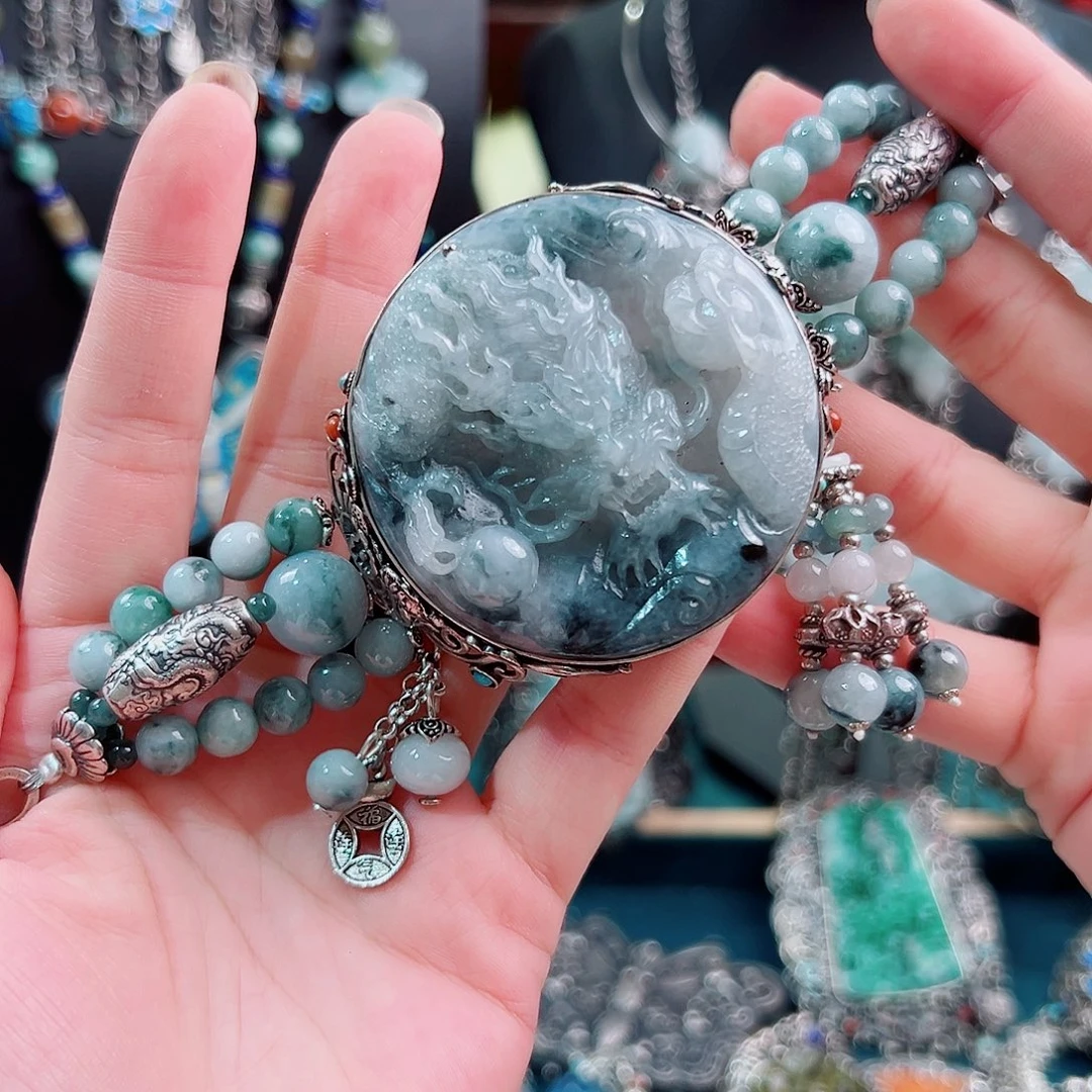 翡翠银S925镶嵌手链手链