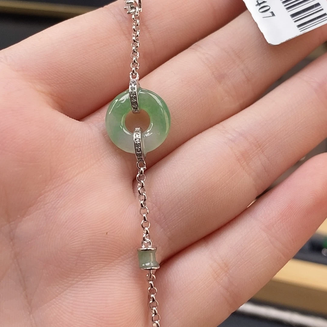 颈饰银S925镶嵌翡翠17407