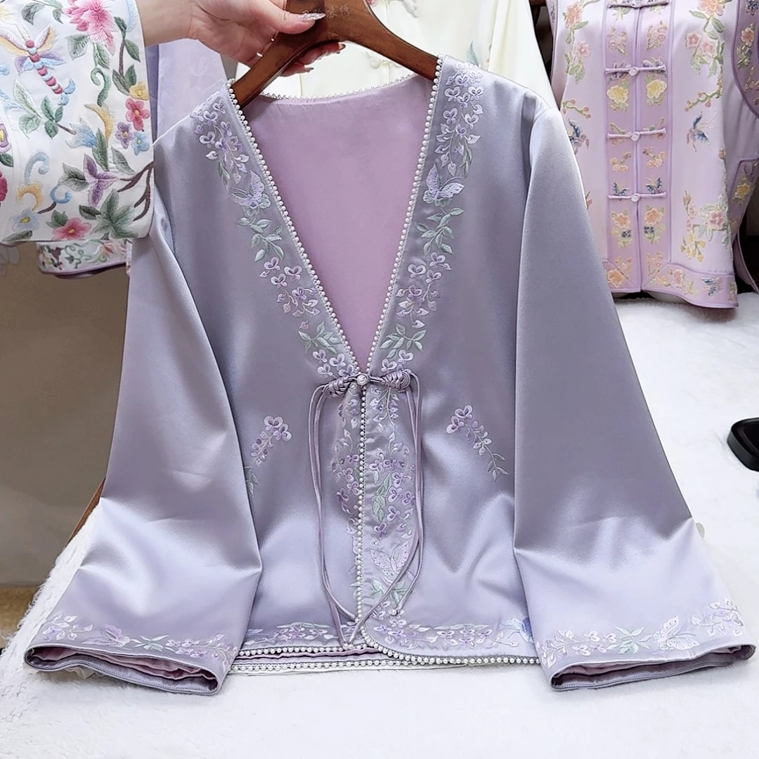 织绣真丝定制同款紫藤花 不退不换