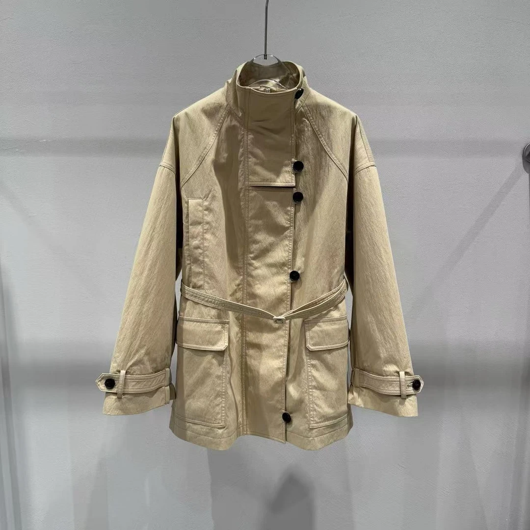 艾系2025春季新款中长款风衣外套女2105