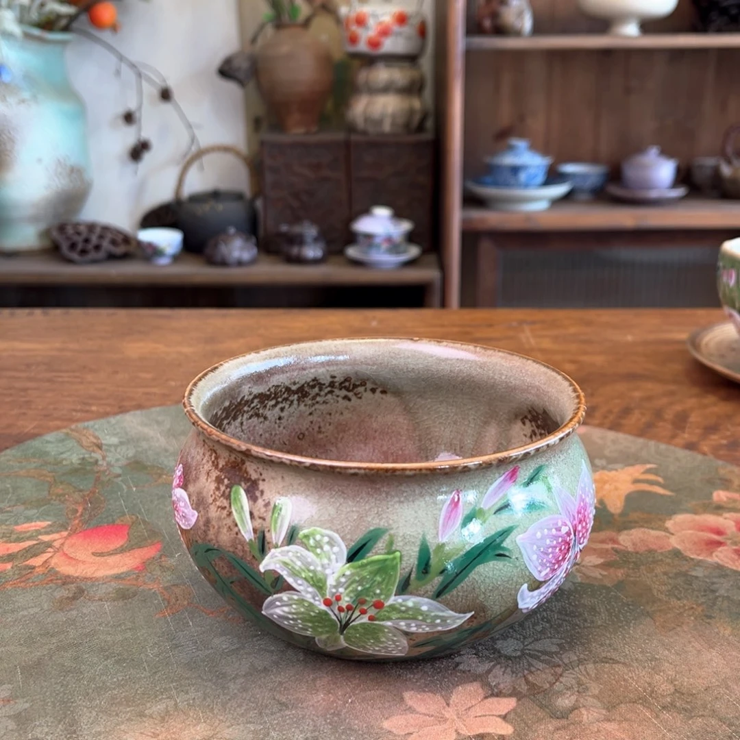 杯柴烧手工手绘陶瓷