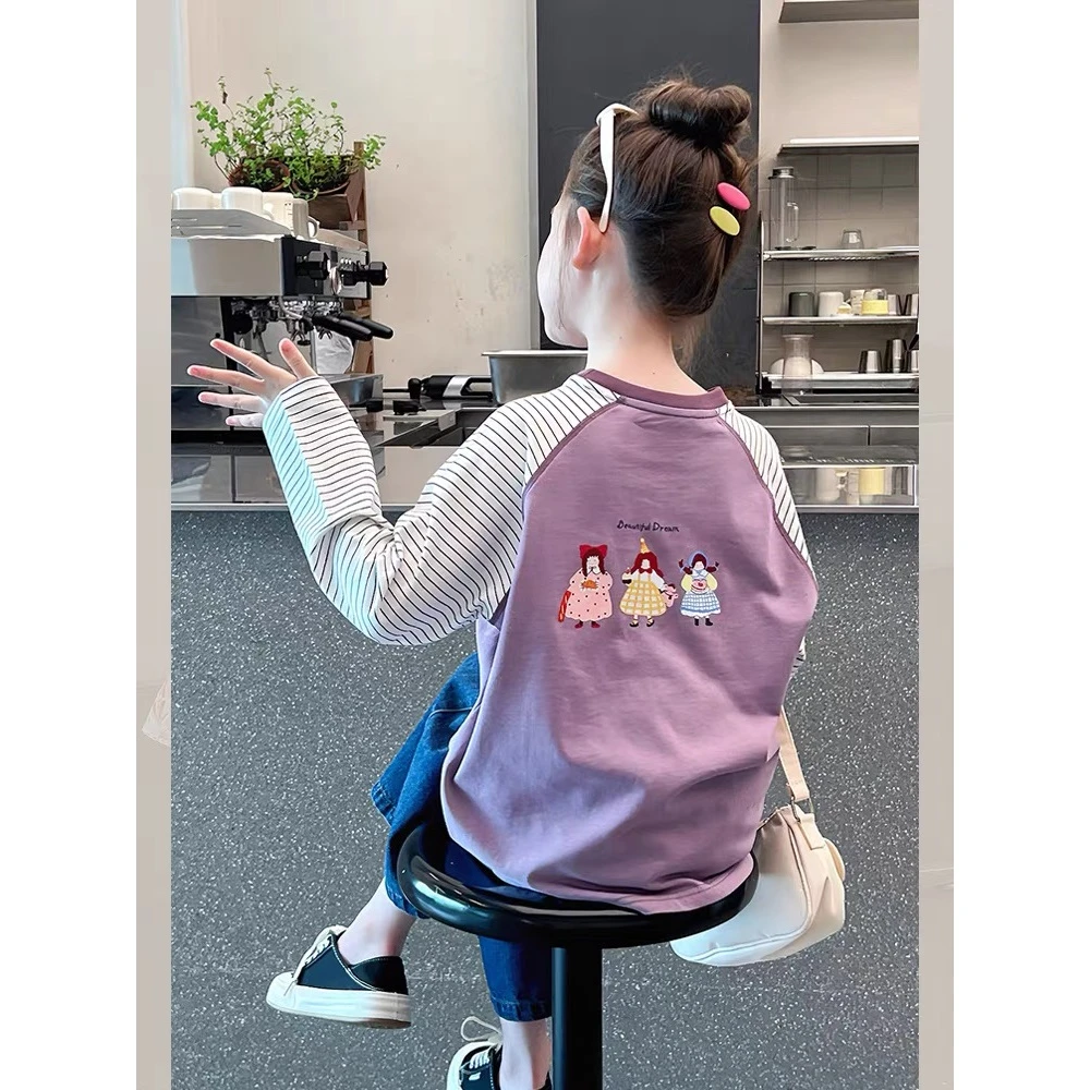 【现货】2025秋韩范设计师款插肩袖女童打底衫 D691 691 B