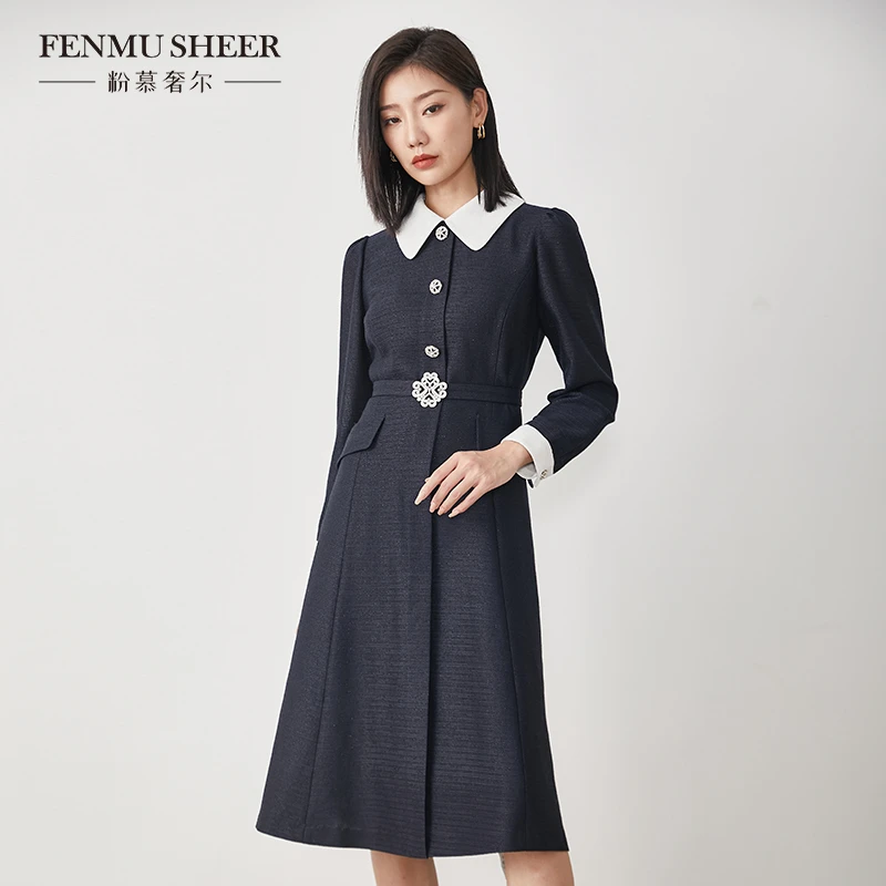 【名雅专属】粉慕奢尔时装周走秀款『伯爵夫人』撞色连衣裙-D1755