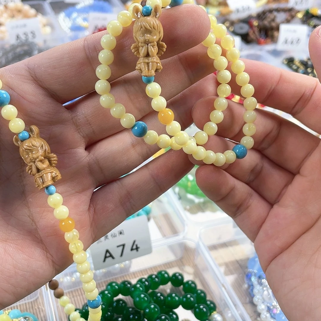 檀香木手串银S925镀金镶嵌