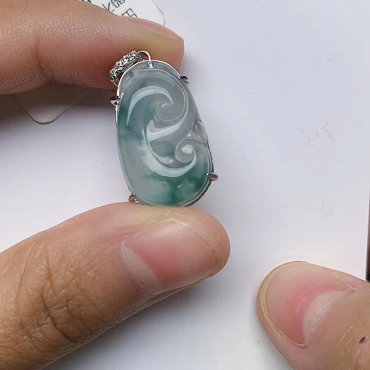 颈饰银S925镶嵌翡翠天然翡翠