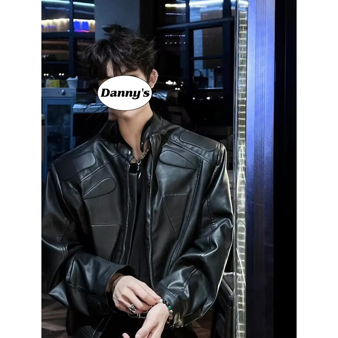 黑色短款皮衣外套男春秋美式复古设计感机车服高级感垫肩PU皮夹克