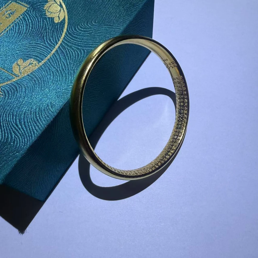 原创精工小众黄色内心经泥鳅背手镯Ht7602