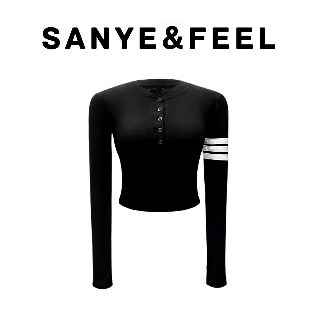 大妍的穿搭-【时尚条杠】春季新款小圆领织带打底上衣5103YX