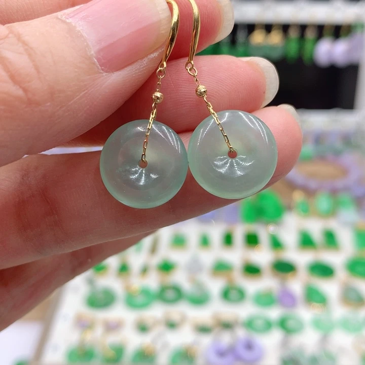 翡翠18K金镶嵌耳饰