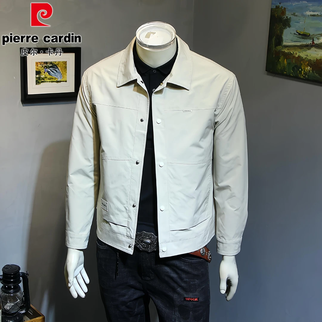 皮尔卡丹欧货时尚商务休闲夹克春秋高级外套大码男轻奢潮流机车服