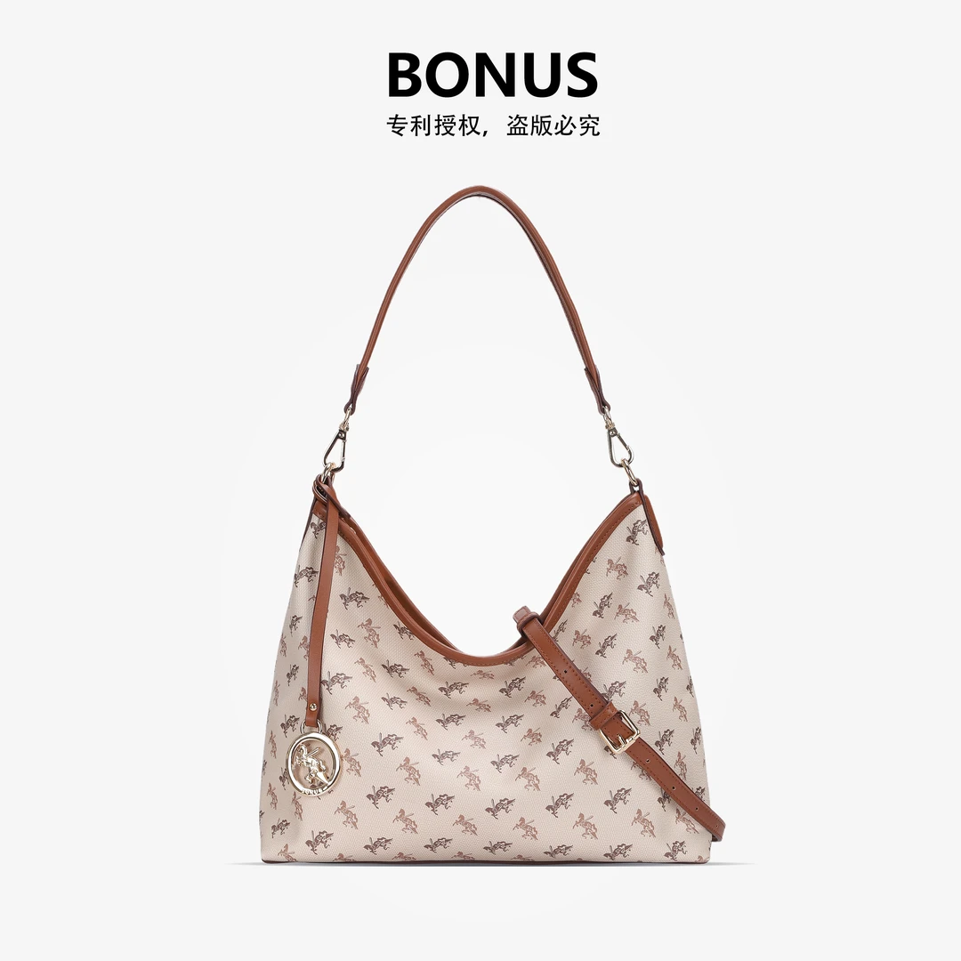 BONUS波奴斯老花复古包2025新款时尚百搭大容量单肩包BO-9141