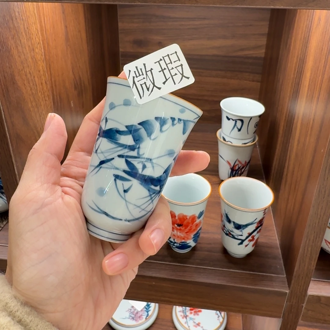 釉下手绘茶具微瑕