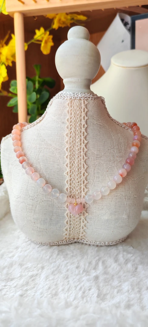 铜合金石英石项链 眼缘小心心项链原创设计项链孤品