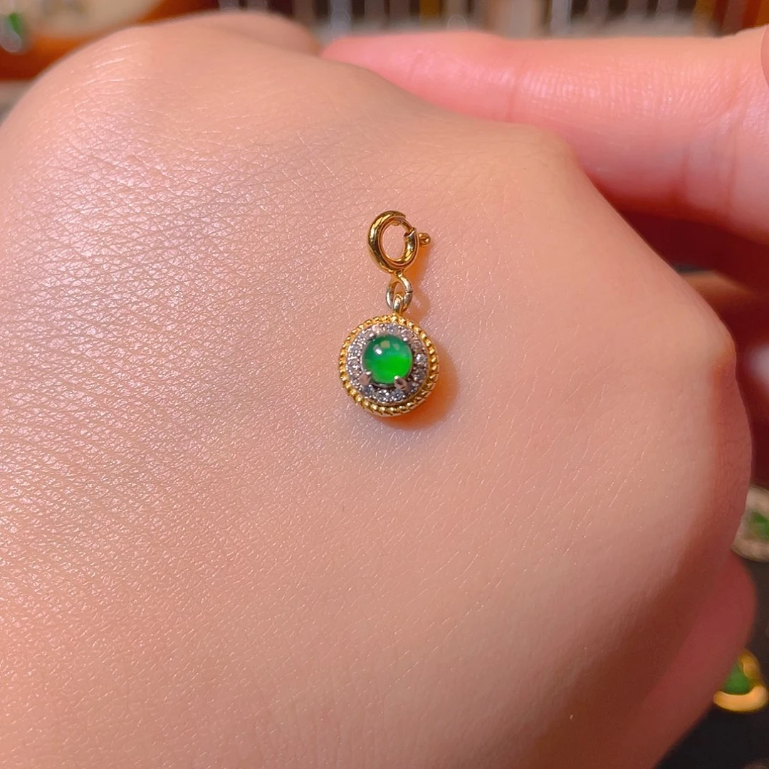 翡翠银S925镶嵌吊坠(不含链)