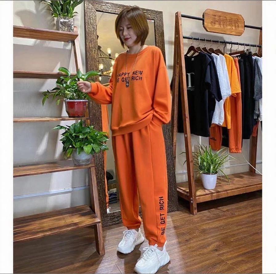 休闲运动服长袖两件套女2025秋季新款宽松大码小个子洋气