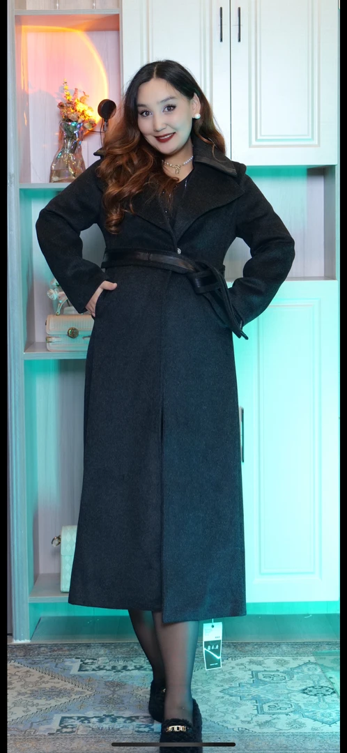 2024年新款毛呢豹纹大衣中长款瘦腰外套包邮-623