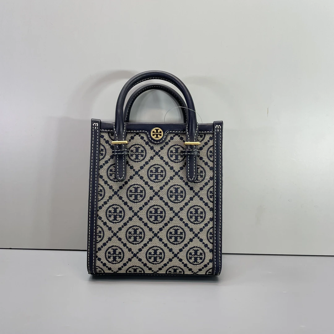 95新 TORY BURCH/汤丽柏琦 小林/织物手提包16*19*5cmB022309