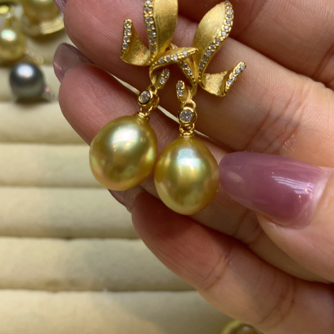 银S925镶嵌耳饰海水珍珠