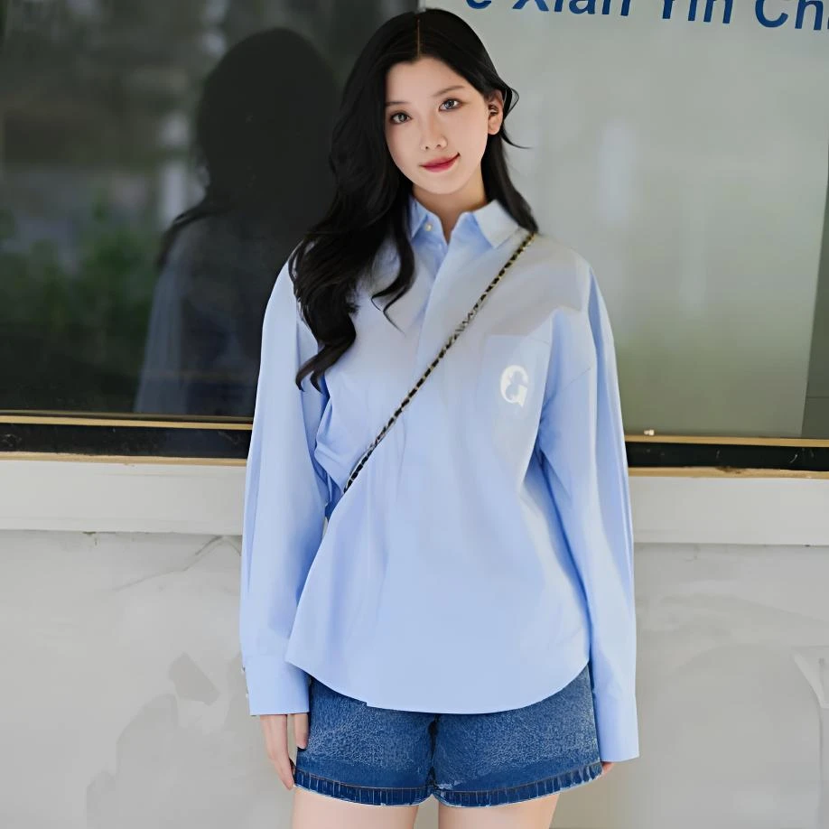 哥弟春夏新款百搭时尚休闲洋气纪念版G字母翻领长袖衬衫1300989