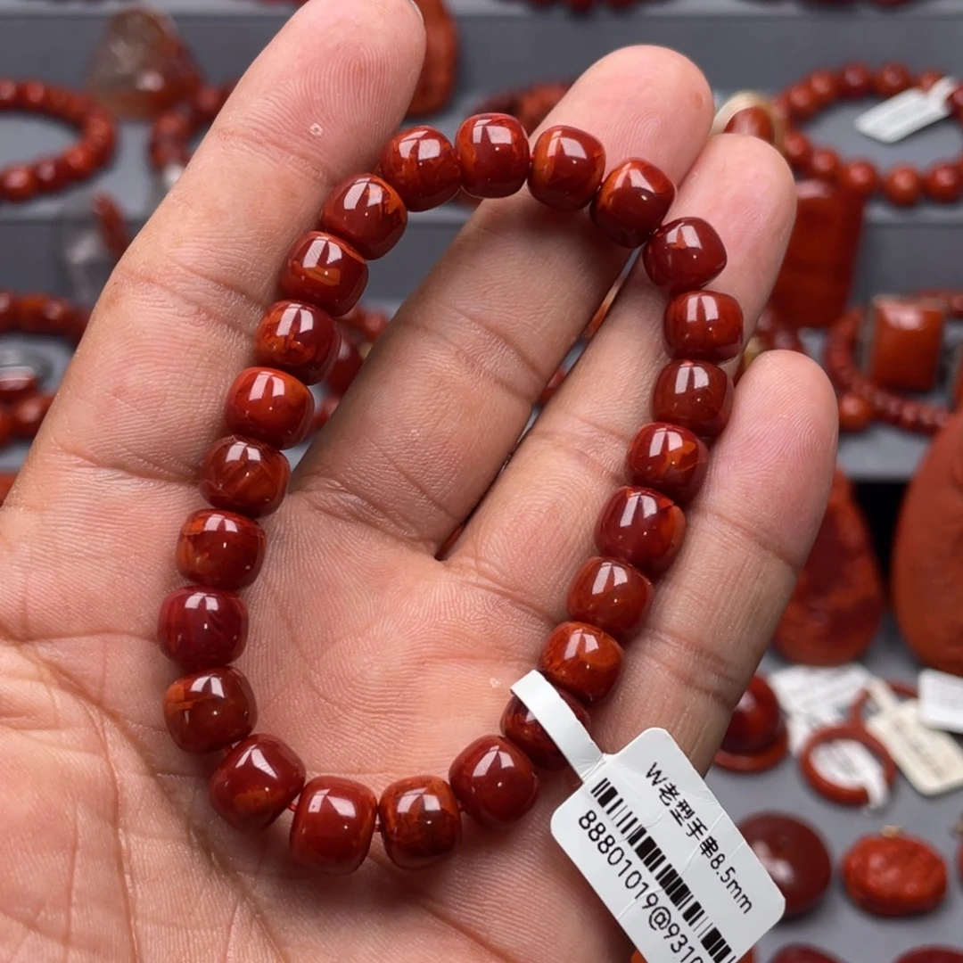 南红玛瑙未镶嵌珠宝奇石单圈8➕