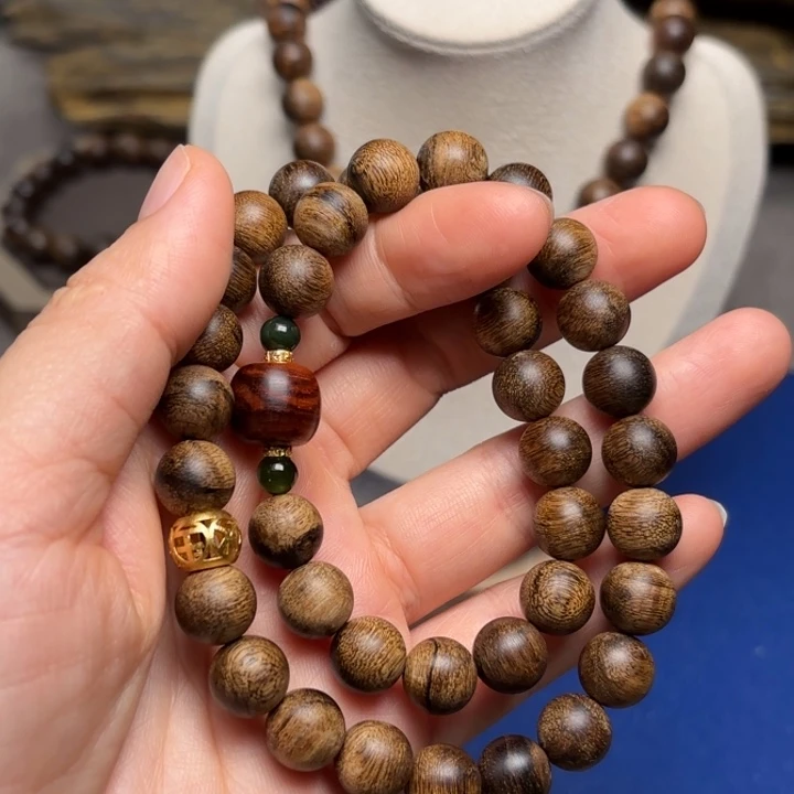 手串沉香越南富森红土瘤疤1.0➕海黄顶珠沉香