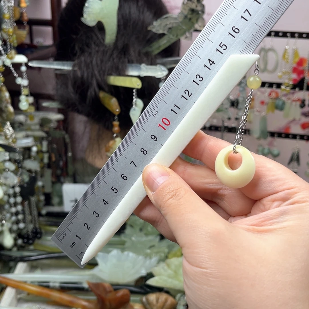 岫玉未镶嵌发饰长度16厘米左右
