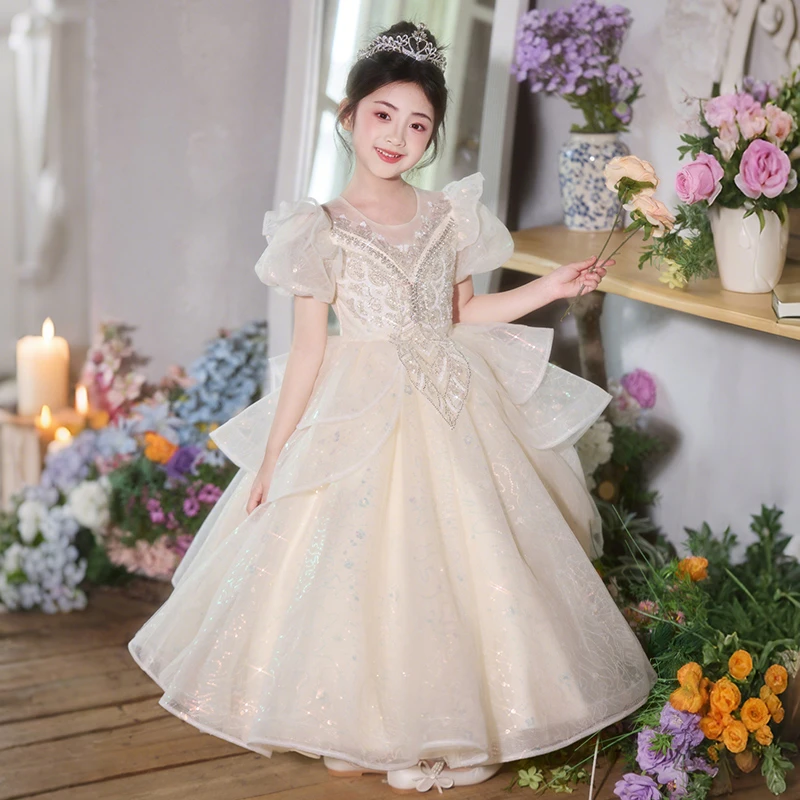 女童夏季轻奢小众公主裙高端主持人礼服裙小女孩绝美生日裙子儿童