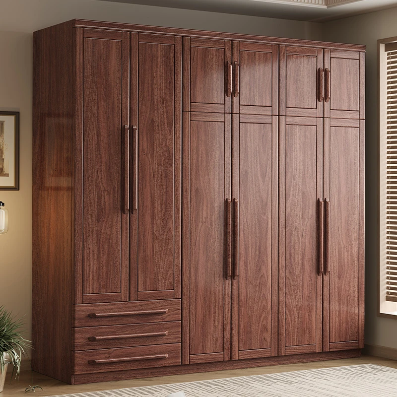 黑胡桃木实木衣柜原木实木卧室家用小户型清仓处理衣服收纳柜子