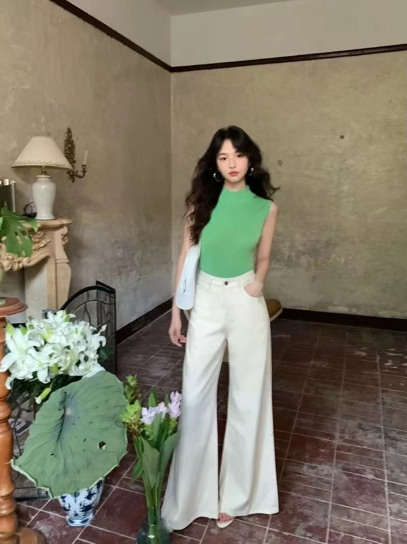 半高领无袖背心女外穿2025夏季立领修身背心