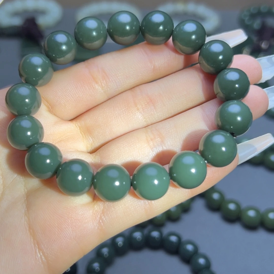 和田玉未镶嵌手链12圆珠福利