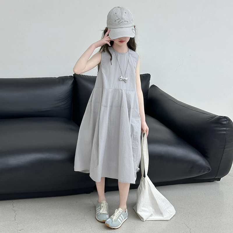 女童连衣裙夏季2025新款大童女孩韩系洋气背心裙儿童夏装纯棉裙子