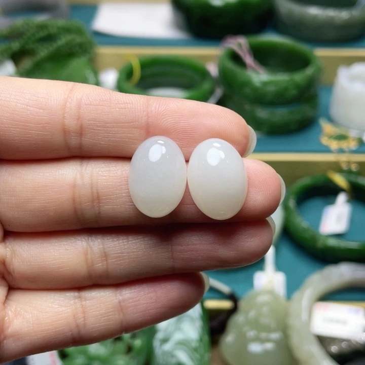 和田玉手镯61圈口 编号70银S925镶嵌