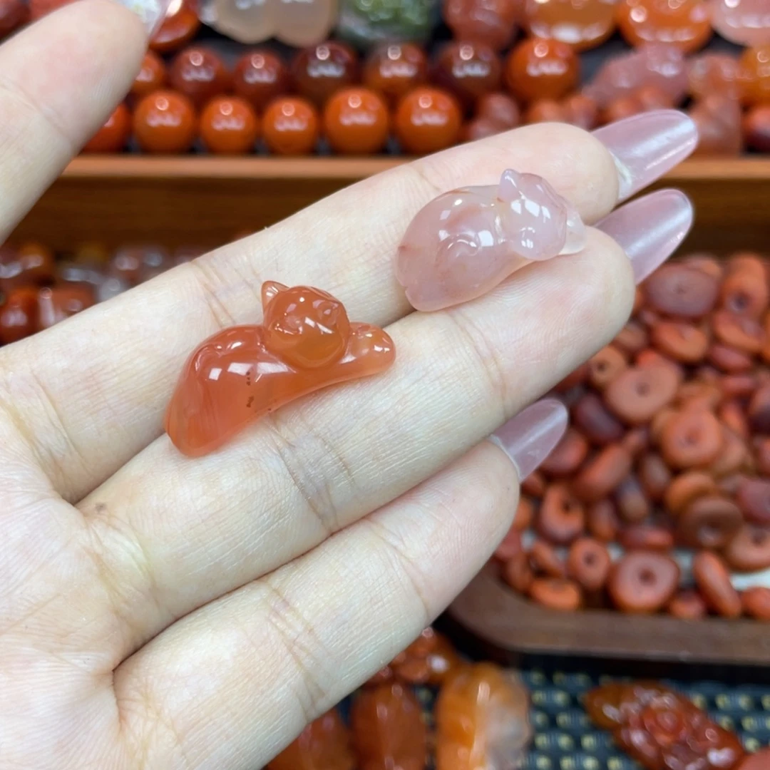 南红玛瑙未镶嵌颈饰趴趴猫