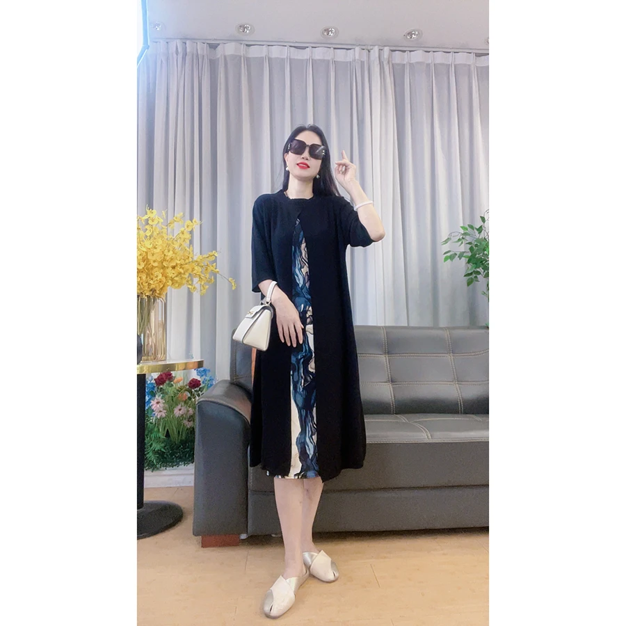 4378 早秋新款大码女装长袖连衣裙宽松中长款裙子