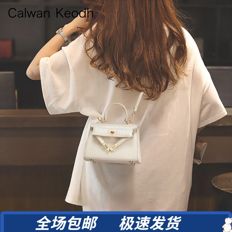 Calwan Keodh真皮包包女包通勤风斜挎凯莉包生日礼物送女友送老婆