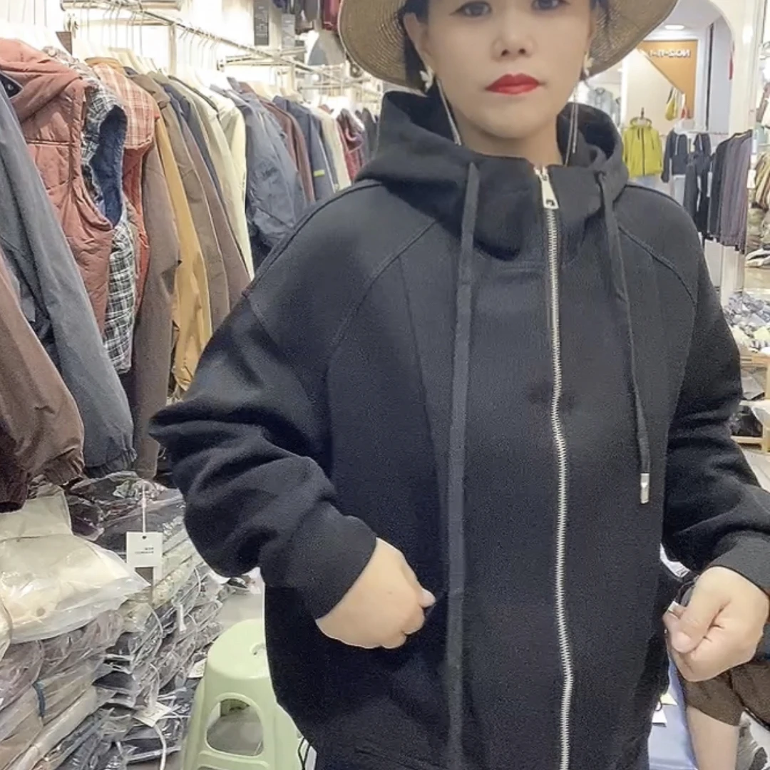 春季女常规拉链纯色修身型短外套甜辣加绒加厚款
